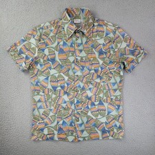 Vintage 70s JC Penney Disco Button Up Shirt Men's Size Medium Polyester Fun
