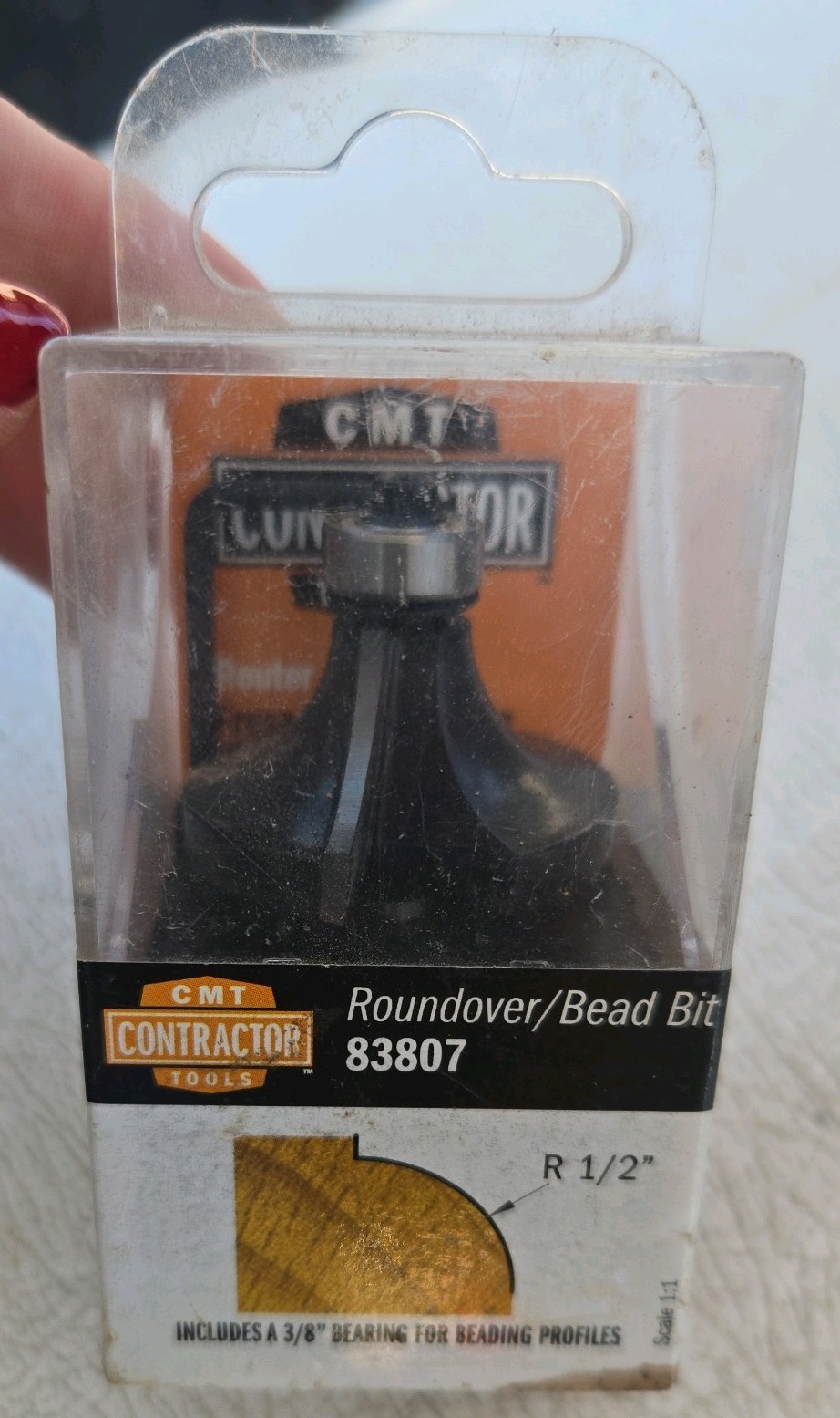 CMT Contractor Tools, 83807, Roundover/Bead Router Bit, 1/4" Shank, 1/2" Radius