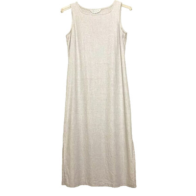 VTG Casual Corner Annex Maxi Dress 12 Petite Linen Minimalist Capsule Neutral