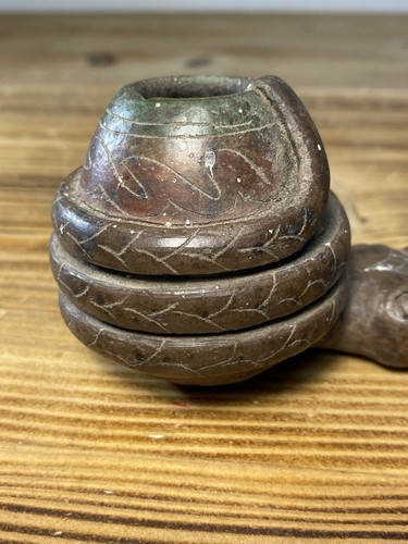 VINTAGE präkolumbianische Pfeife Schlange fressender Mann Abbild Maya Azteken Ton - Bild 10 von 20