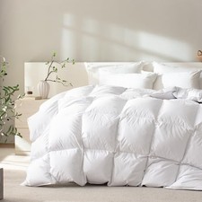 Feather Down Fiber Comforter King Size,Hotel King 106x90inches Solid White