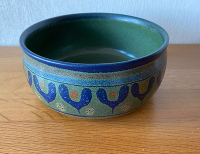 KMK Schüssel Mora Kupfermühle Keramik  Vintage blau/grün 19cm