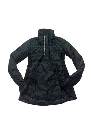 LULULEMON WHAT THE FLUFF Women s Size 4 Down Pullover Jacket 1/4 Zip Black