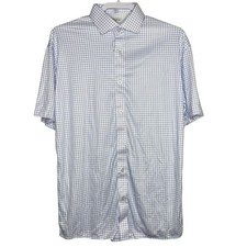 Collars  Co Dress Shirt Mens Small Blue Check Grid Quattro Flex Button Up NEW