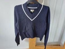 Jack Wills Ladies Jumper V-neck Navy Blue UK Size 12 Great Condition