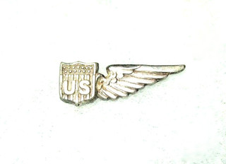 RARE ORIGINAL SMALL STERLING WW1 20's ARMY AIR SERVICE OBSERVER WING BADGE