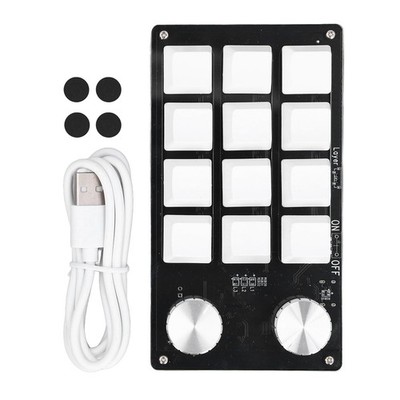 12 Key 2 Knob Mechanical Keypad Custom Console Wired USB Red Switch Programmable