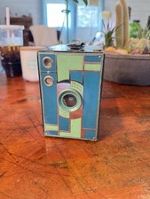 Kodak Teague Green Teal Beau Brownie 2A Design Art Deco Camera with Case Vintage