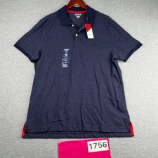 IZOD Polo Shirt Navy Blue Striped Casual Preppy Mens Large NEW NWT