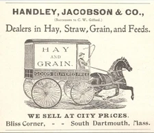 HANDLEY, JACOBSON & CO Hay Grain South Dartmouth, MA Original 1905 Print Ad