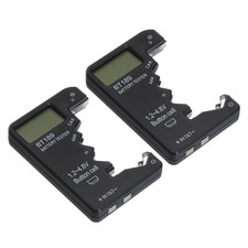 Digital Battery Tester, 2 Pcs BT-189 Battery Volt Checker for Multi-size, Black