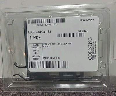 Corning EDGE MTP Panel w/ 2 Aqua MM Adapters EDGE-CP24-E3 NEW/SEALED Ships FREE 