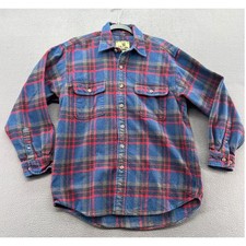 VTG Field Stream Shirt Mens Sz M Flannel Blue Red Plaid Long Slv Cotton Button
