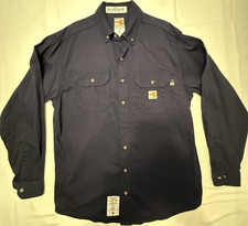 Carhartt FR Men's Blue Long Sleeve Button-Up Work Shirt Size M MPN 294-20