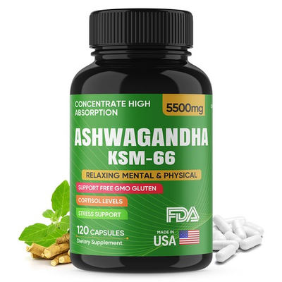 #ad Ashwagandha KSM 66 Capsules 5500 mg Improve Cortisol Stress Sleep Support 120 $13.59