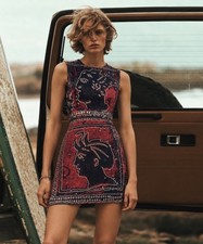 MIU MIU Prada Mini Dress Hellenic Greek Pompeii Mosaic Print Sleeveless IT42 S M