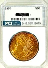 1897 Better Date Gem BU +++  Morgan Dollar  Full Obverse Rainbow Toned