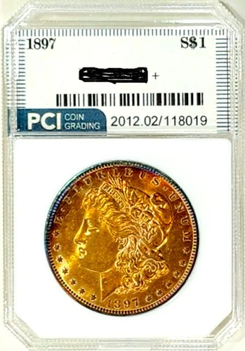 1897 Better Date Gem BU +++  Morgan Dollar  Full Obverse Rainbow Toned
