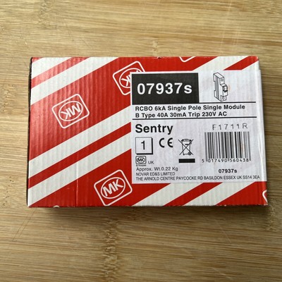MK 40 AMP CURVE B 6kA 30mA RCBO TYP AC SENTRY 7937s 07937s