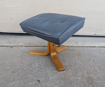 Vintage Mid Century Danish Modern Bentwood Leather Angled
