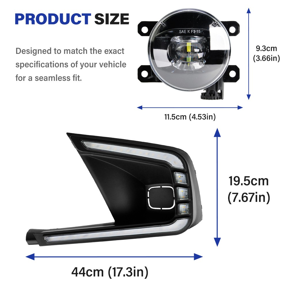 For 2022 2023 2024 Honda Civic Sedan Hatchback Driving LED DRL & Fog Lights Kit