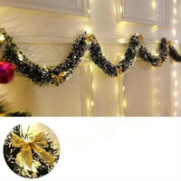 2m LED Christmas Tinsel Garland Fireplace Stair Hanging Decoration