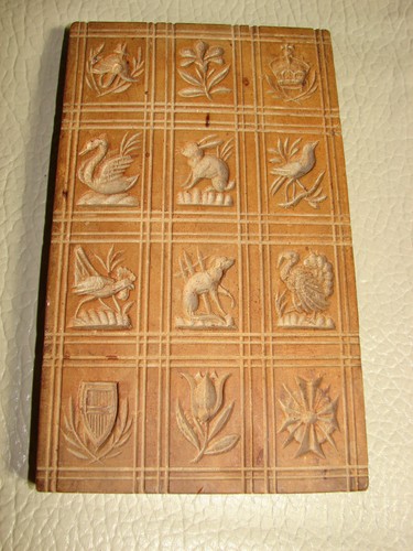 Early wooden German Springerle cookie or butter mold, 12 print  -#29