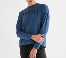 NOBULL Blue Teal High Low Crewneck Sweatshirt Activewear Gym Woman s Size Large