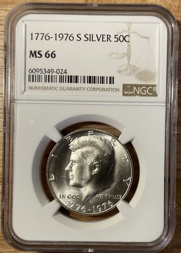 Kennedy 1776-1976 S Half Dollar 50C Silver NGC MS 66 Certified #6095349-024