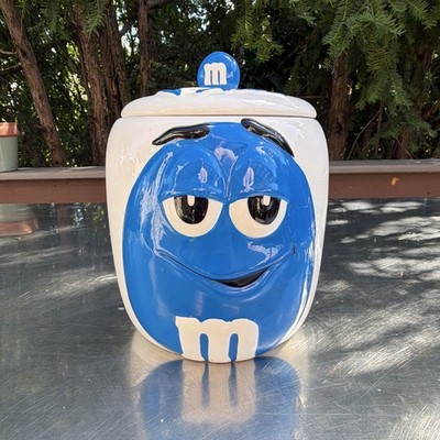 M&M's Blue Character Ceramic Jar Candy & Nuts Advertising Collectible