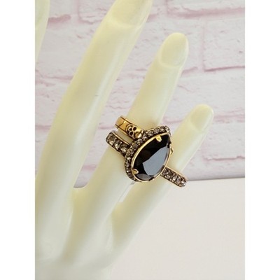 Alexander McQueen Skull Crystal Jewelled Two Finger Ring | eBay