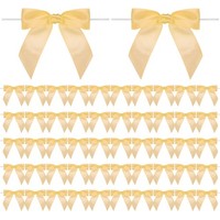 "50Er-Pack Satinband Twist Tie Schleifen, 3,5\" Schleifen Twist Ties [Golden]"