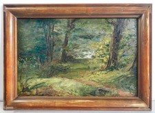 ⚜️ QUADRO PAESAGGIO BOSCO CAMPAGNA DIPINTO OLIO TELA FIRMATO MONGRAMMA TC EPOCA 