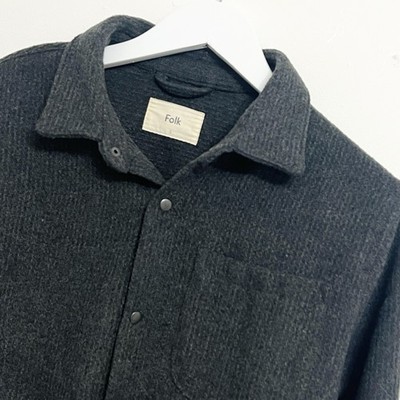 Folk Jacke Medium M Größe 3 Herren grau Druckknopfleiste Arbeitskleidung Mantel Smart Freizeit