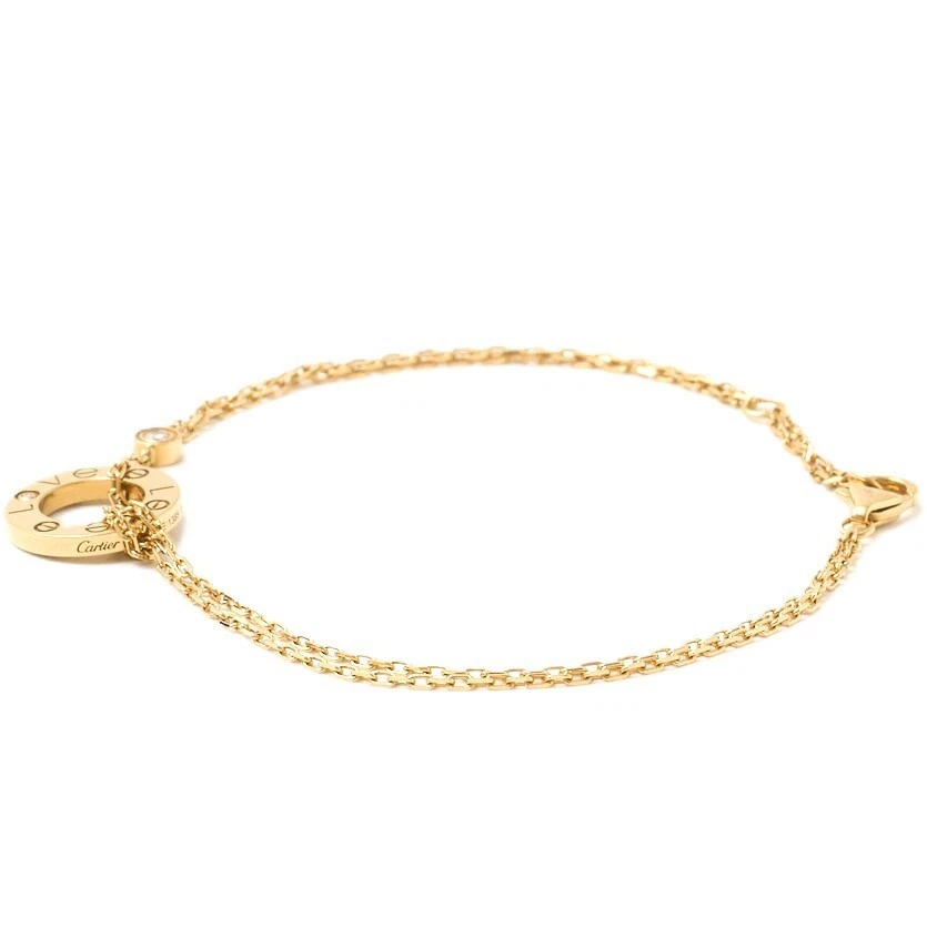 Brazalete Cartier Love Circle B6038300 Brazalete K18YG Diamante Oro Amarillo Caja Bolso Foto 3 de 4