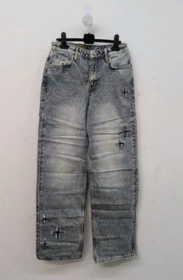 Ksubi Low Rider Klassic Kraftwerk Plus Applique Patches Jeans Size 23 Grey
