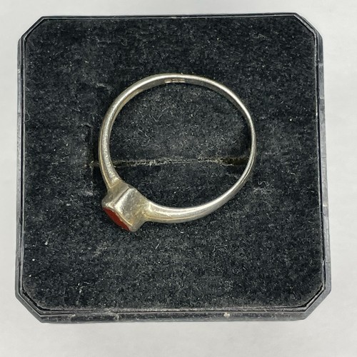 Vintage 925 Sterling Silver Orange Stone Chalcedony? Ring 1.8 Grams Sz 6 - Foto 2 di 3