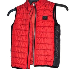 Calvin Klein Jeans Kids gorpcore sleeveless Puffer Vest Red Black Size 4T