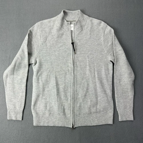 NWOT Billy Reid Men’s Medium Full Zip Wool Cardigan Sweater Stitched Gray