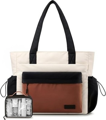 LOVEVOOK Tote Bag for Women, Puffer Work Bags with Zipper for Daily Travel Colle