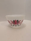 Vtg AH Fire King Red & Black Modern Tulip Tapered Splatter Mixing Bowl 8 .5”
