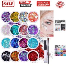 Chunky Holographic Body Glitter I 16 Colors  Glitter Glue for Face Glitter M...