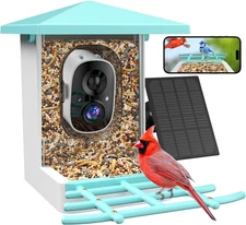 Smart Bird Feeder with Camera, AI Identify 16,000+ Birds, 5W Solar, 170° View, M