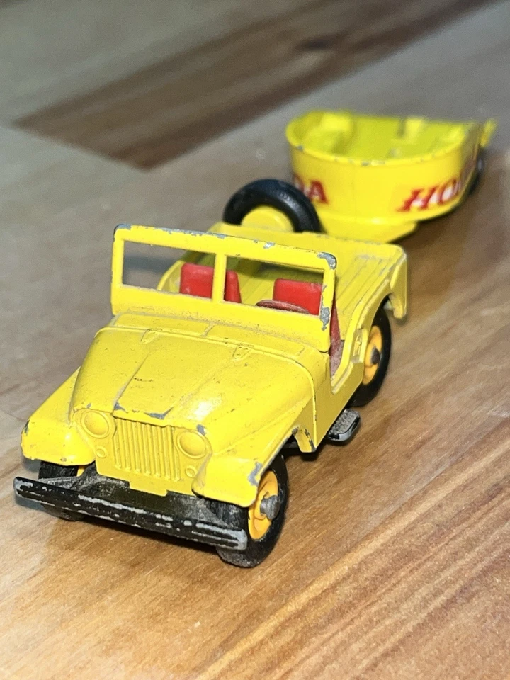 Matchbox Lesney No 72 Jeep with Honda Trailer Yellow Vintage Diecast - Image 2 of 4