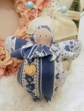 💚Gute Laune Käferchen blau weiß   Tilda Art 20 cm groß