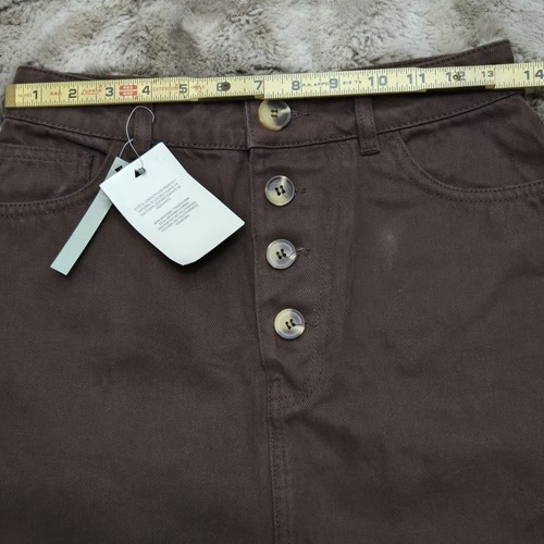 ASOS BROWN DENIM SKIRT 100% COTTON BUTTON FRONT WOMEN'S NWT - Picture 6 of 10
