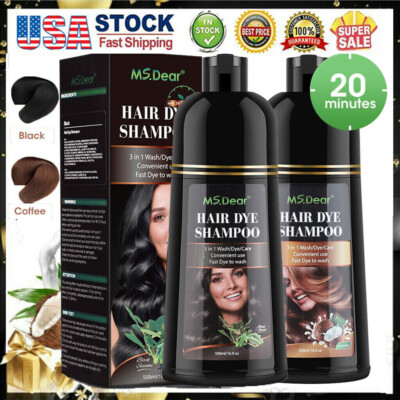 Permanent Instant Hair Dye Color Shampoo Argan/Olive Oil Hair Coloring MS.Dear
