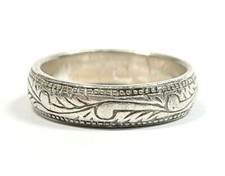 Vintage Sterling Silver Etched Floral Eternity Band Ring 7 3/4