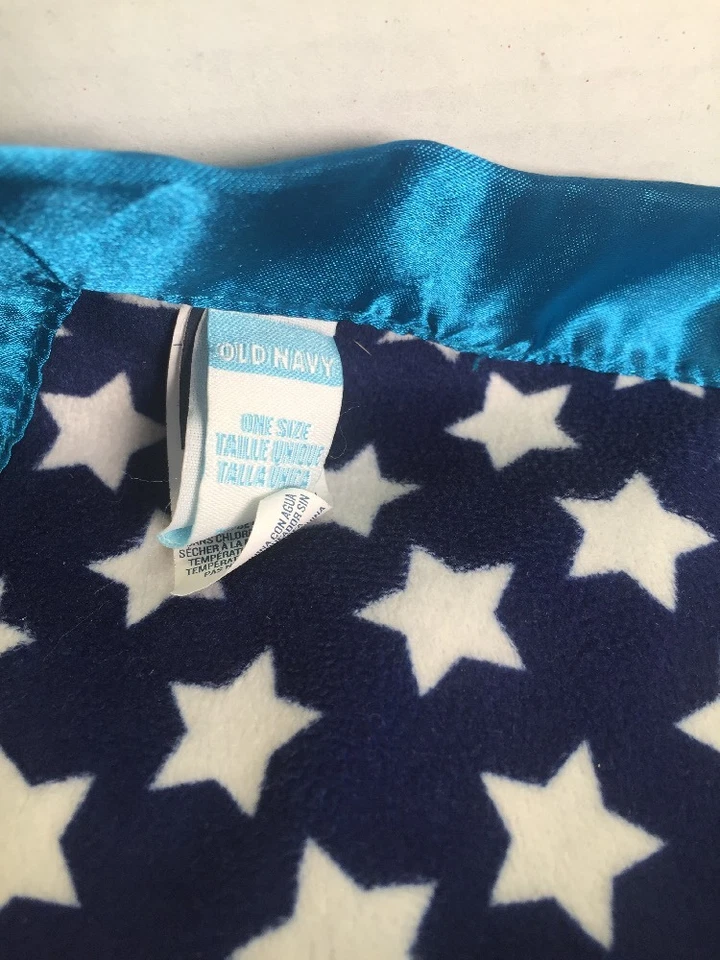 老式海军蓝怪物白色星星男宝宝安全毯爱缎 — 第 3/4 张图片