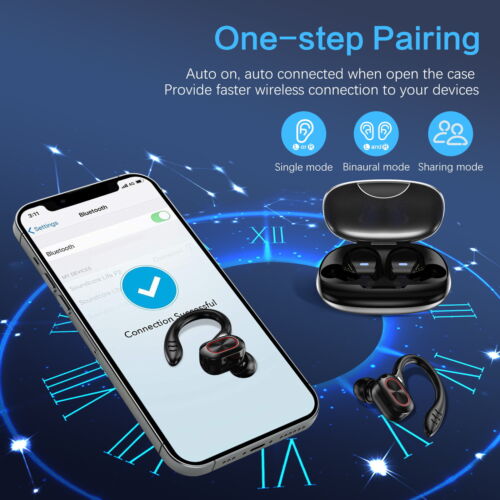 Bluetooth Gym Over-Ear Headphones Wireless Headphones Earbuds Noise Cancelling - Picture 4 of 22